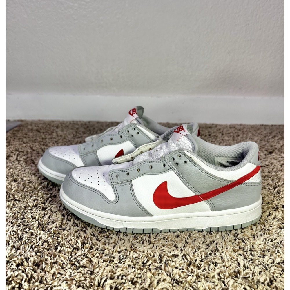 Nike Dunk Low Youth Size 6.5Y Grey Red DV7149-001 Shoes Sneakers (NO LACES)